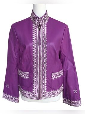 Adrienne Landau Vintage Leather Purple Jacket